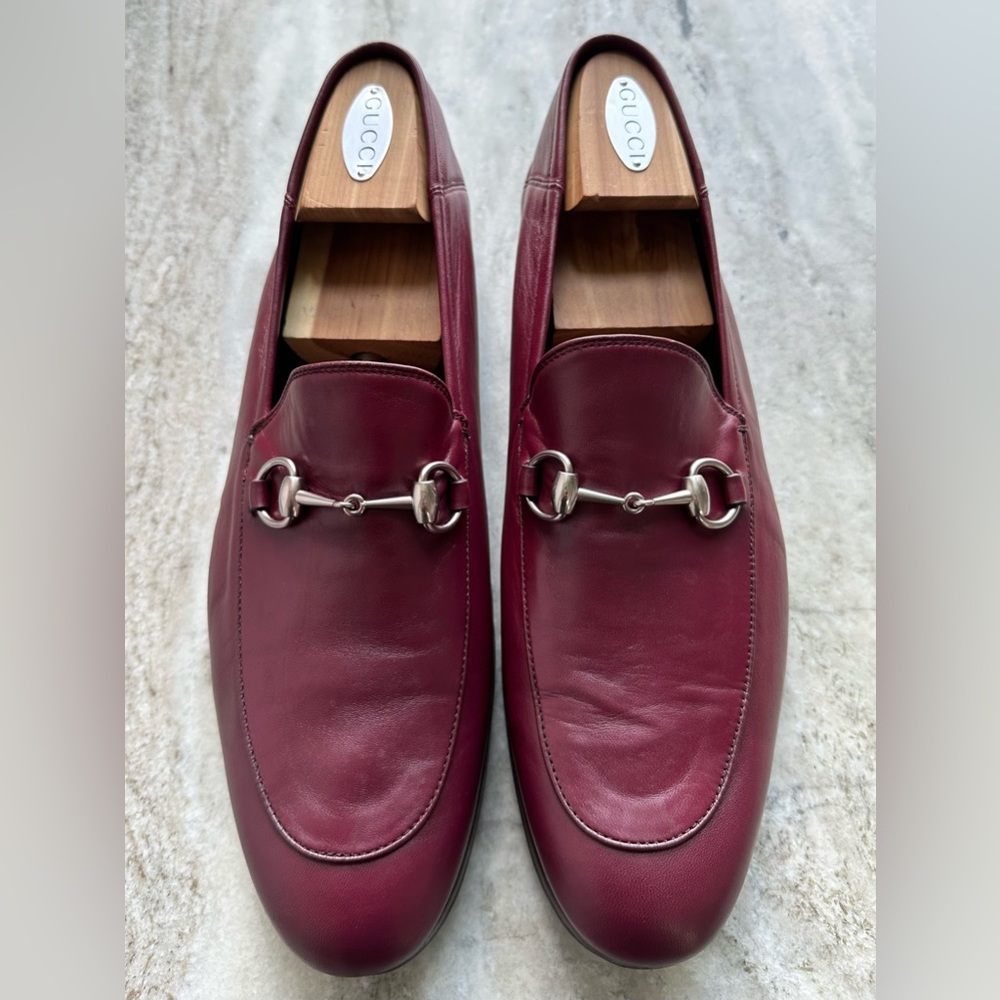 GUCCI BRIXTON Horsebit Leather Loafer Burgundy Maroon 12/ 12.5 1953 Red JORDAAN